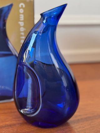 Jarra Vidrio Azul Cobalto Vintage