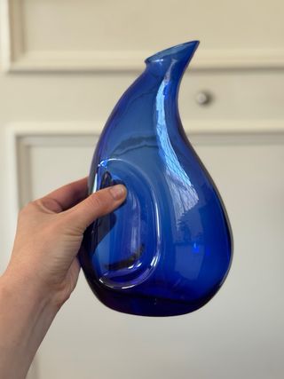 Jarra Vidrio Azul Cobalto Vintage