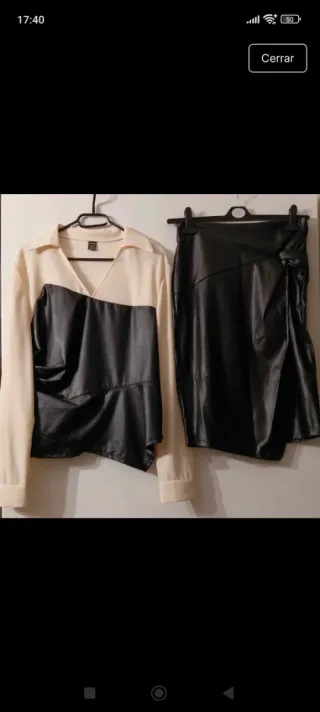 Conjunto Top y Falda Efecto Piel