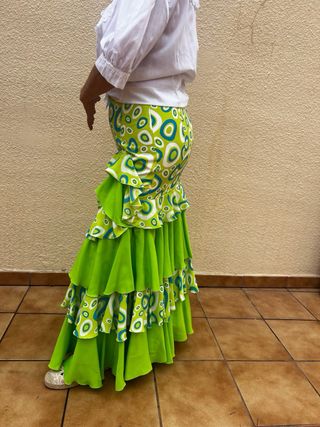 Falda Rociera Flamenca Verde