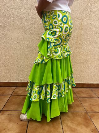 Falda Rociera Flamenca Verde