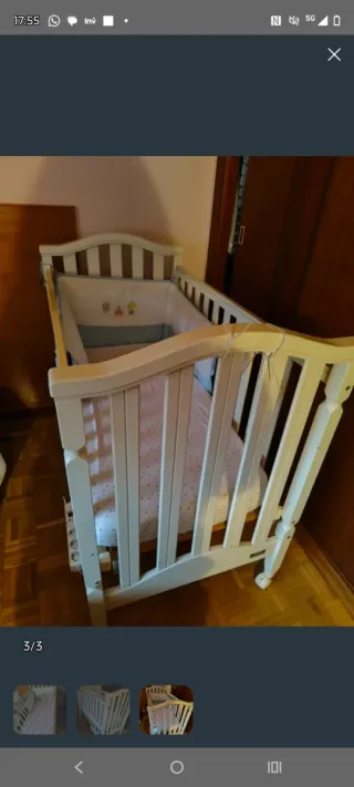 Cuna madera barandilla sube y baja