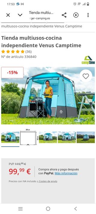 Tienda cocina para camping