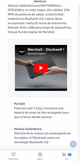 Altavoz Bluetooth Marshall Stockwell Negro