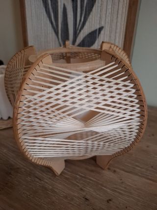 Lámpara Vintage Madera y Tela