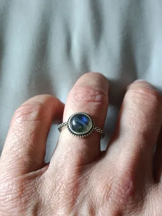 Anillo Artesanal Piedra Labradorita y plata