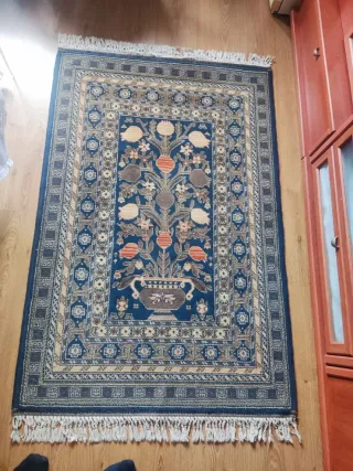 Lote de 2 Alfombras de Lana Virgen Beige y Azul