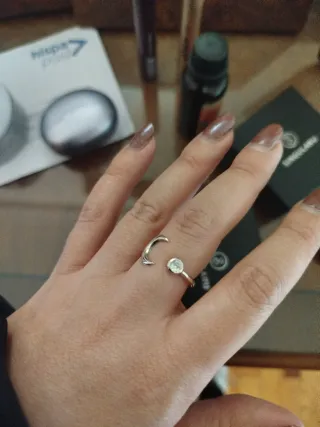 Anillo Luna y Estrella Ajustable Plata