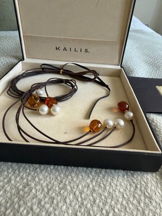 Collar Kailis auténtico ámbar y perlas