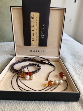 Collar Kailis auténtico ámbar y perlas