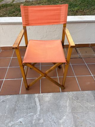 Sillas Menorquinas Madera y Tela Naranja