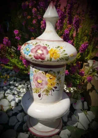 Antiguo albarelo de cerámica pieza numerada