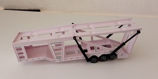 Tráiler de juguete + 6 coches+ 2 cabezas tractoras