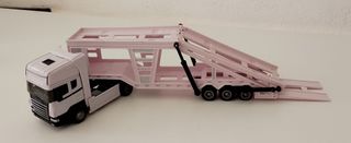 Tráiler de juguete + 6 coches+ 2 cabezas tractoras