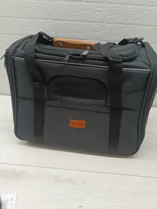 Transportín para mascotas gris y azul