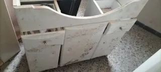 Lavabo, Muebles y WC Beige/Blanco