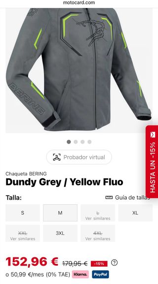 Chaqueta Moto Bering Dundy Gris/fluor M nueva