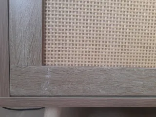 Mueble TV 2 armarios ratán y madera