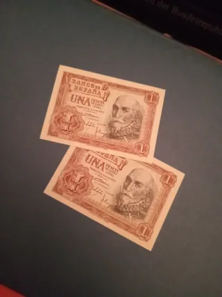 2 Billetes 1 Peseta 1953