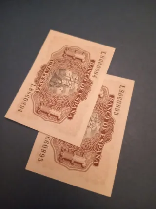 2 Billetes 1 Peseta 1953