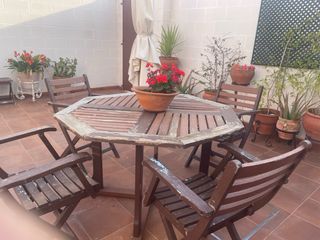 Conjunto mesa y sillas jardín madera