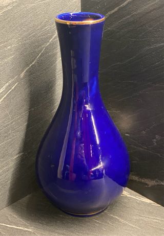 Vaso Porcellana Giapponese Cobalto Pavoni Oro