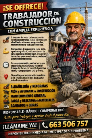 Manitas/albañileria/reformas/peon/ayudante y Mas