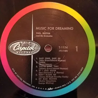 Paul Weston Music For Dreaming LP 12" 33 RPM 1959