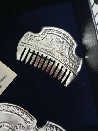 Peinetas Plata Rodio Niña Castillo Cincelados