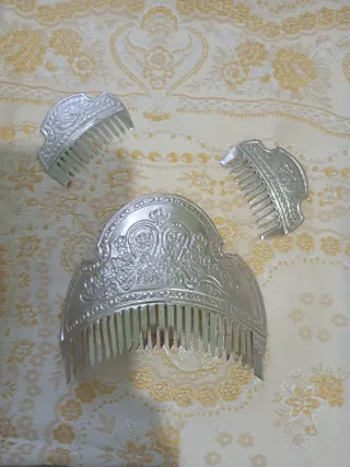 Peinetas Plata Rodio Niña Castillo Cincelados