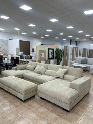 Sofá chaise longue XXL rinconera beige