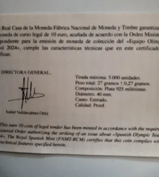 Moneda Plata 10 Euros España Olímpica 2024
