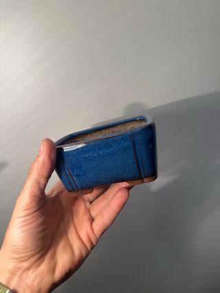 Maceta cerámica azul para bonsái 12x9cm