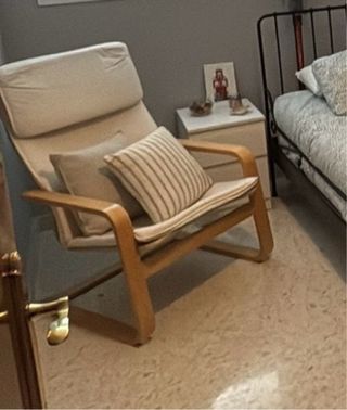 Sillón individual Ikea beige madera