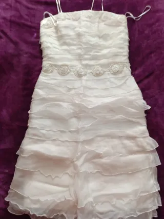Vestido fiesta Carla Ruiz blanco T.36/38