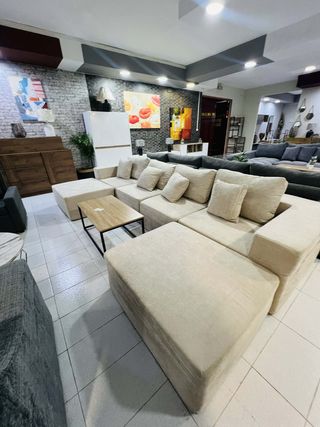 Sofá Linkon Beige con Doble Puff