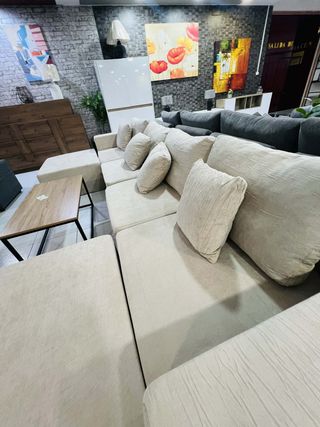 Sofá Linkon Beige con Doble Puff