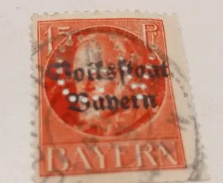 SELLO RARO DE REINO DE BAVIERA SOBRECARGADO Y PERF