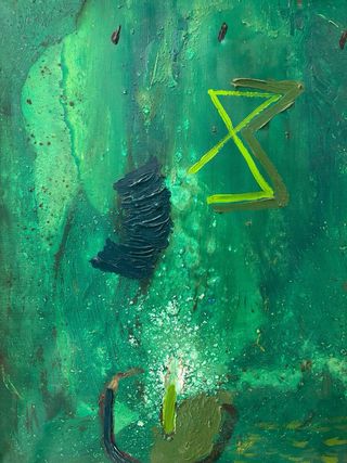 Cuadro abstracto acrílico verde