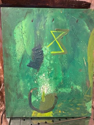 Cuadro abstracto acrílico verde