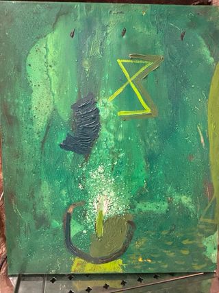 Cuadro abstracto acrílico verde