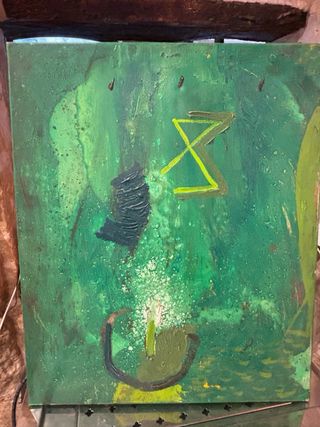 Cuadro abstracto acrílico verde