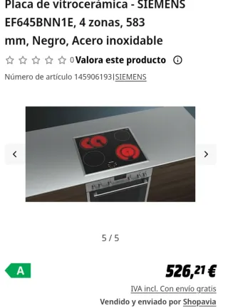 Placa vitrocerámica Siemens EF645BNN1E