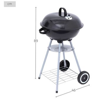 Barbacoa Carbón AKTIVE Portátil Negra 46x89cm