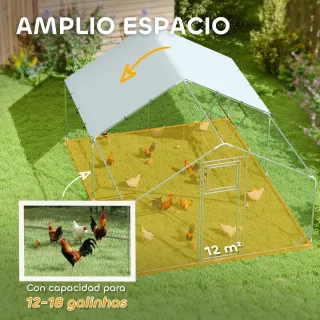 Gallinero Metálico Exterior 3x4m con Percha