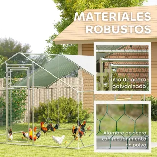 Gallinero Metálico Exterior 3x4m con Percha