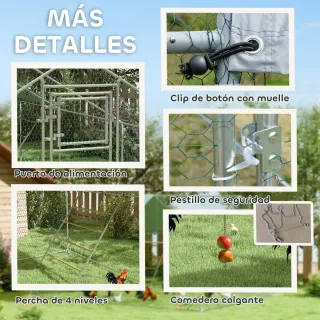 Gallinero Metálico Exterior 3x4m con Percha