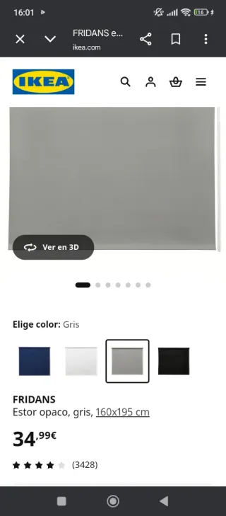 Estor Ikea FRIDANS Gris 165x195 Nuevo FRIDANS