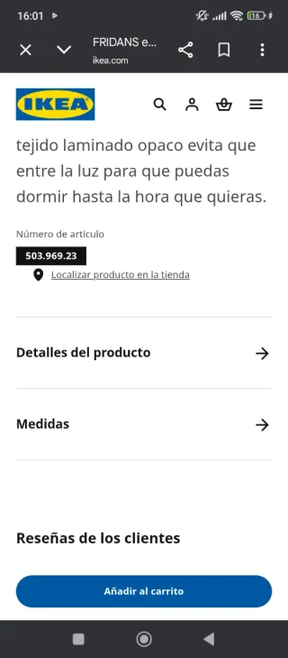 Estor Ikea FRIDANS Gris 165x195 Nuevo FRIDANS