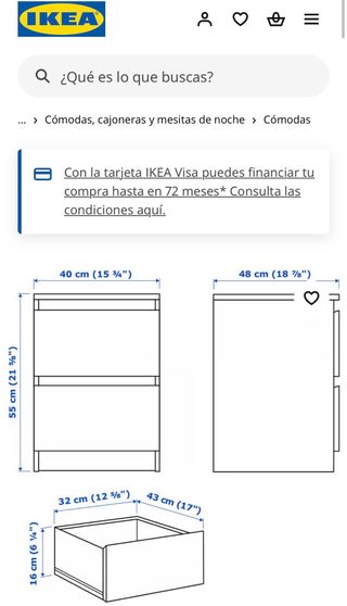 Mesita de noche de madera Ikea